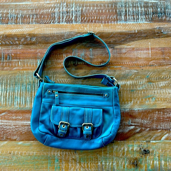 Anthropologie Crossbody Bag Genuine Leather Magnetic and Zipper Pockets - Picture 1 of 3